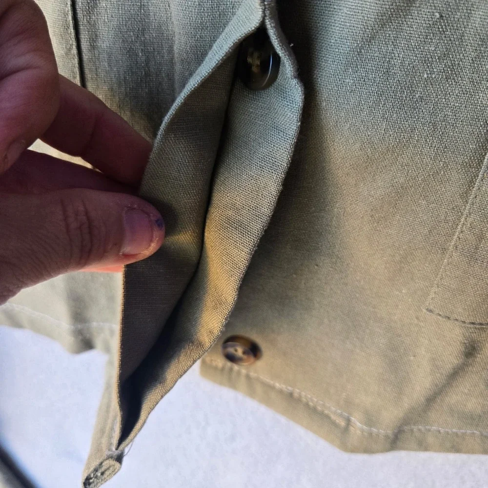 Pretty Lavish Olive Green Linen Blend Cropped Shirt and Shorts Set Size 10‎